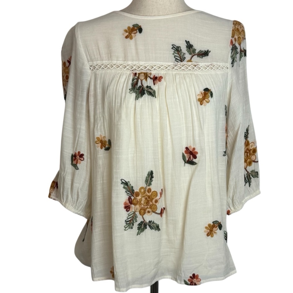 Anthropologie‎ Fig and Flower Floral Embroidered
Top boho size M babydoll